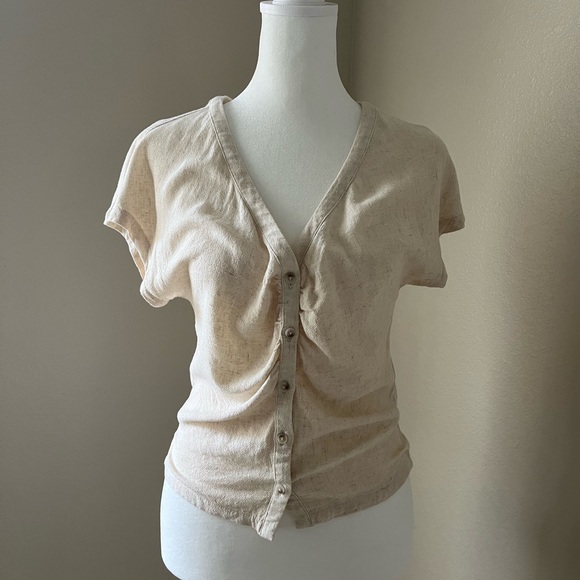 Madewell Tops - MADEWELL-Linen blend short sleeve blouse